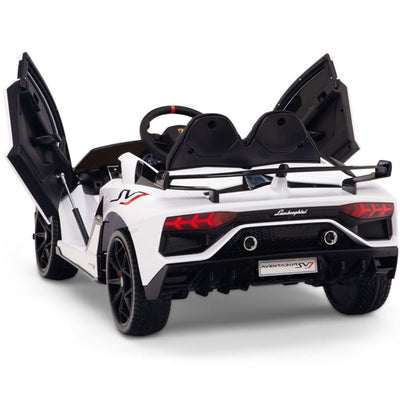 Licensed WHITE Lamborghini Ride On Car R/C Remote Leather Seat Real EVA Rubber Tires (Newest Versión )