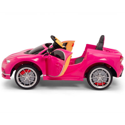 Licensed PINK Bugatti Ride On Car R/C Remote Leather Seat Real EVA Rubber Tires (Newest Version )