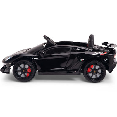 Licensed BLACK Lamborghini Ride On Car R/C Remote Leather Seat Real EVA Rubber Tires (Newest Versión )