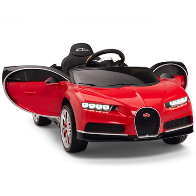 Licensed RED-BLACK Bugatti Ride On Car R/C Remote Leather Seat Real EVA Rubber Tires (Newest Versión )