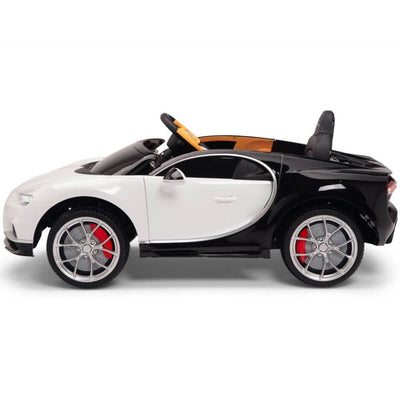 Licensed BLACK/WHITE Bugatti Ride On Car R/C Remote Leather Seat Real EVA Rubber Tires (Newest Versión )