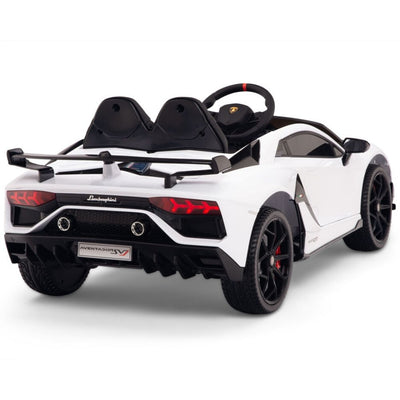 Licensed WHITE Lamborghini Ride On Car R/C Remote Leather Seat Real EVA Rubber Tires (Newest Versión )