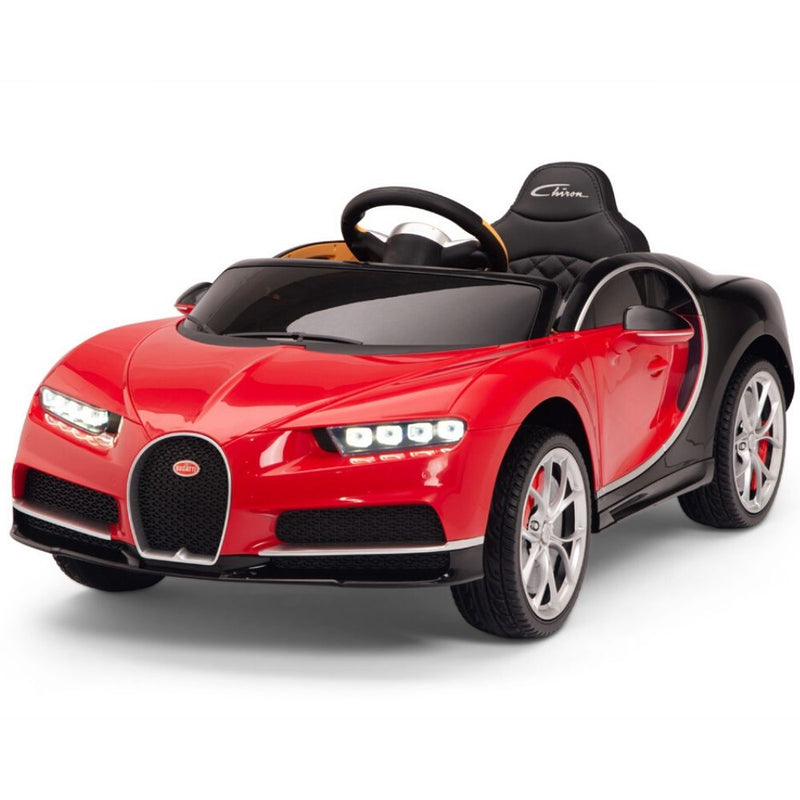 Licensed RED-BLACK Bugatti Ride On Car R/C Remote Leather Seat Real EVA Rubber Tires (Newest Versión )