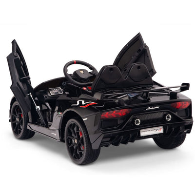 Licensed BLACK Lamborghini Ride On Car R/C Remote Leather Seat Real EVA Rubber Tires (Newest Versión )