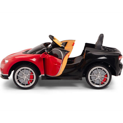 Licensed RED-BLACK Bugatti Ride On Car R/C Remote Leather Seat Real EVA Rubber Tires (Newest Versión )