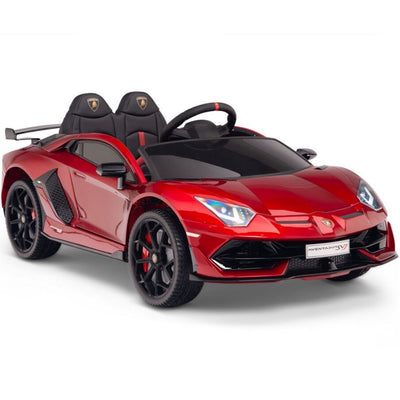 Licensed Burgundy Lamborghini Ride On Car R/C Remote Leather Seat Real EVA Rubber Tires (Newest Versión )