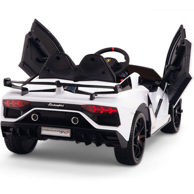 Licensed WHITE Lamborghini Ride On Car R/C Remote Leather Seat Real EVA Rubber Tires (Newest Versión )