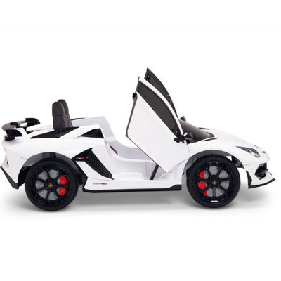 Licensed WHITE Lamborghini Ride On Car R/C Remote Leather Seat Real EVA Rubber Tires (Newest Versión )