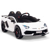 Licensed WHITE Lamborghini Ride On Car R/C Remote Leather Seat Real EVA Rubber Tires (Newest Versión )