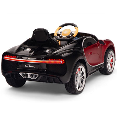 Licensed BURGUNDY-BLACK Bugatti Ride On Car R/C Remote Leather Seat Real EVA Rubber Tires (Newest Versión )