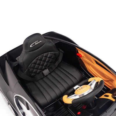 Licensed BLACK/WHITE Bugatti Ride On Car R/C Remote Leather Seat Real EVA Rubber Tires (Newest Versión )