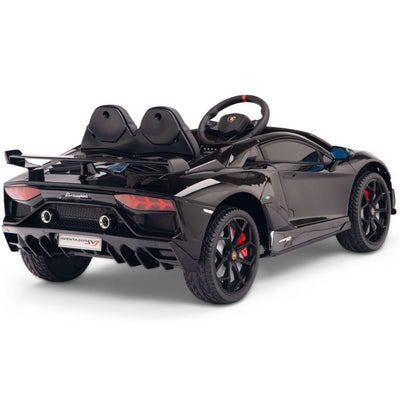 Licensed BLACK Lamborghini Ride On Car R/C Remote Leather Seat Real EVA Rubber Tires (Newest Versión )