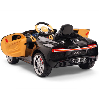 Licensed BLACK Bugatti Ride On Car R/C Remote Leather Seat Real EVA Rubber Tires (Newest Versión )