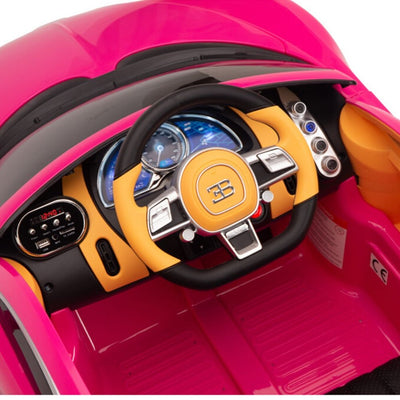 Licensed PINK Bugatti Ride On Car R/C Remote Leather Seat Real EVA Rubber Tires (Newest Version )