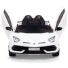 Licensed WHITE Lamborghini Ride On Car R/C Remote Leather Seat Real EVA Rubber Tires (Newest Versión )