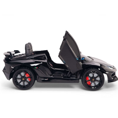 Licensed BLACK Lamborghini Ride On Car R/C Remote Leather Seat Real EVA Rubber Tires (Newest Versión )