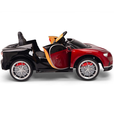 Licensed BURGUNDY-BLACK Bugatti Ride On Car R/C Remote Leather Seat Real EVA Rubber Tires (Newest Versión )