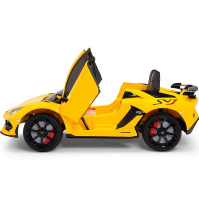 Licensed YELLOW Lamborghini Ride On Car R/C Remote Leather Seat Real EVA Rubber Tires (Newest Versión )