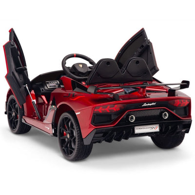 Licensed Burgundy Lamborghini Ride On Car R/C Remote Leather Seat Real EVA Rubber Tires (Newest Versión )