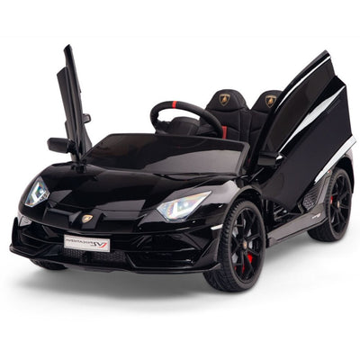 Licensed BLACK Lamborghini Ride On Car R/C Remote Leather Seat Real EVA Rubber Tires (Newest Versión )