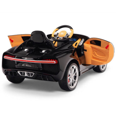 Licensed BLACK/WHITE Bugatti Ride On Car R/C Remote Leather Seat Real EVA Rubber Tires (Newest Versión )