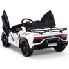 Licensed WHITE Lamborghini Ride On Car R/C Remote Leather Seat Real EVA Rubber Tires (Newest Versión )