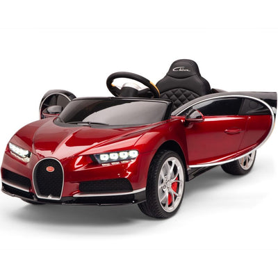 Licensed BURGUNDY-BLACK Bugatti Ride On Car R/C Remote Leather Seat Real EVA Rubber Tires (Newest Versión )