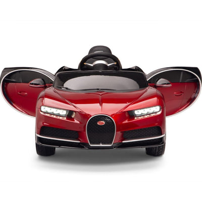 Licensed BURGUNDY-BLACK Bugatti Ride On Car R/C Remote Leather Seat Real EVA Rubber Tires (Newest Versión )