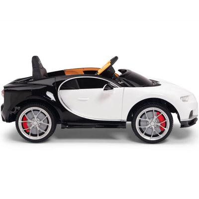 Licensed BLACK/WHITE Bugatti Ride On Car R/C Remote Leather Seat Real EVA Rubber Tires (Newest Versión )