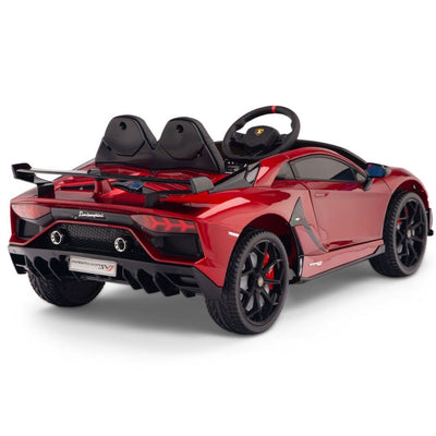 Licensed Burgundy Lamborghini Ride On Car R/C Remote Leather Seat Real EVA Rubber Tires (Newest Versión )