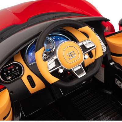 Licensed RED-BLACK Bugatti Ride On Car R/C Remote Leather Seat Real EVA Rubber Tires (Newest Versión )