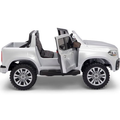 Licensed 4 Wheel Drive/AWD SILVER Mercedes Electric Truck R/C Remote Leather Seat