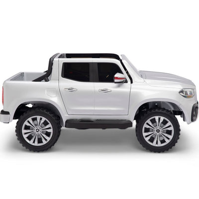 Licensed 4 Wheel Drive/AWD SILVER Mercedes Electric Truck R/C Remote Leather Seat