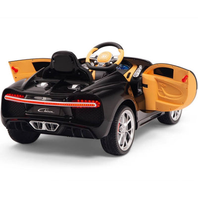 Licensed BLACK Bugatti Ride On Car R/C Remote Leather Seat Real EVA Rubber Tires (Newest Versión )