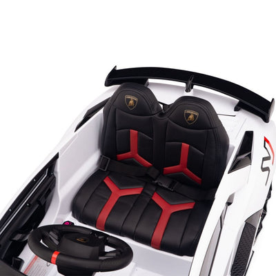 Licensed WHITE Lamborghini Ride On Car R/C Remote Leather Seat Real EVA Rubber Tires (Newest Versión )