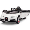 Licensed BLACK/WHITE Bugatti Ride On Car R/C Remote Leather Seat Real EVA Rubber Tires (Newest Versión )