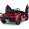 Licensed Burgundy Lamborghini Ride On Car R/C Remote Leather Seat Real EVA Rubber Tires (Newest Versión )