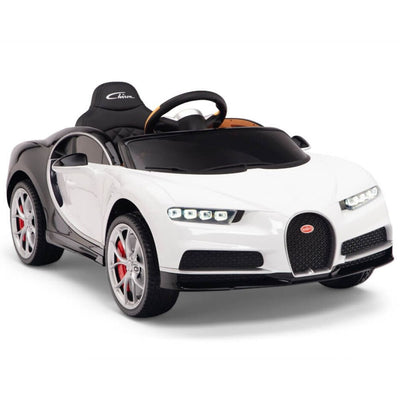 Licensed BLACK/WHITE Bugatti Ride On Car R/C Remote Leather Seat Real EVA Rubber Tires (Newest Versión )