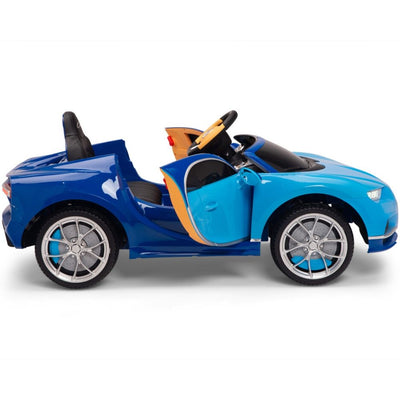 Licensed BLUE Bugatti Ride On Car R/C Remote Leather Seat Real EVA Rubber Tires (Newest Versión )