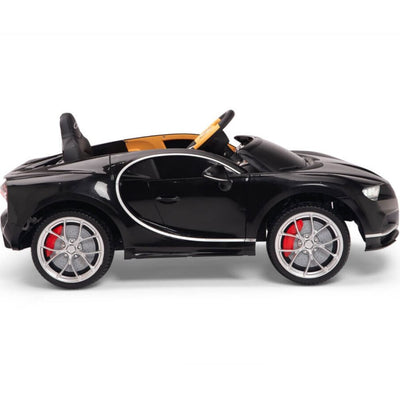 Licensed BLACK Bugatti Ride On Car R/C Remote Leather Seat Real EVA Rubber Tires (Newest Versión )