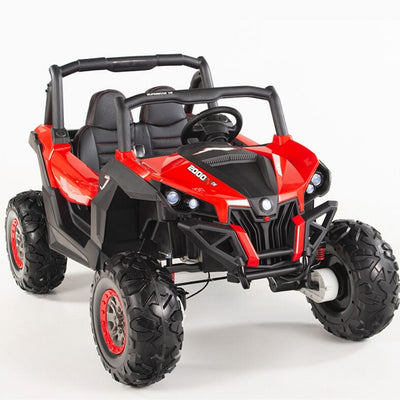 4X4 RED UTV Ride On R/C Remote Leather Seat and Real EVA Rubber Tires ( NEWEST VERSION )