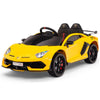 Licensed YELLOW Lamborghini Ride On Car R/C Remote Leather Seat Real EVA Rubber Tires (Newest Versión )