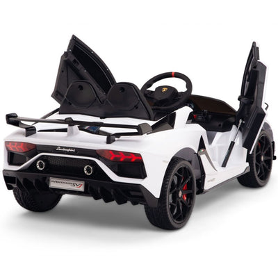 Licensed WHITE Lamborghini Ride On Car R/C Remote Leather Seat Real EVA Rubber Tires (Newest Versión )