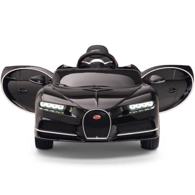 Licensed BLACK Bugatti Ride On Car R/C Remote Leather Seat Real EVA Rubber Tires (Newest Versión )