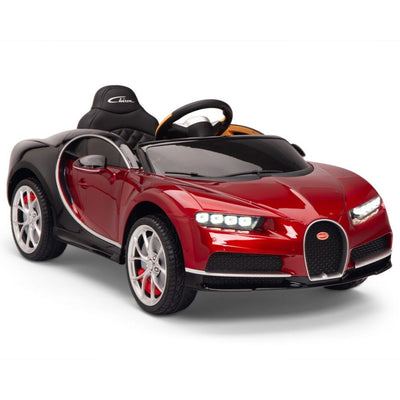 Licensed BURGUNDY-BLACK Bugatti Ride On Car R/C Remote Leather Seat Real EVA Rubber Tires (Newest Versión )