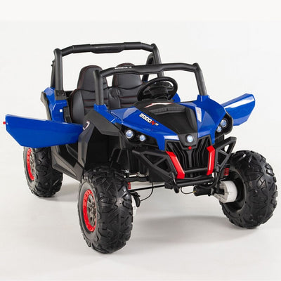 4X4 BLUE UTV Ride On R/C Remote Leather Seat and Real EVA Rubber Tires ( NEWEST VERSION )