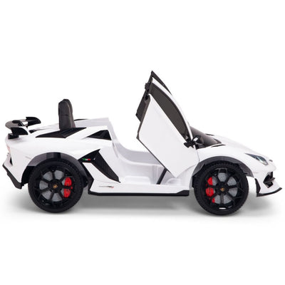 Licensed WHITE Lamborghini Ride On Car R/C Remote Leather Seat Real EVA Rubber Tires (Newest Versión )