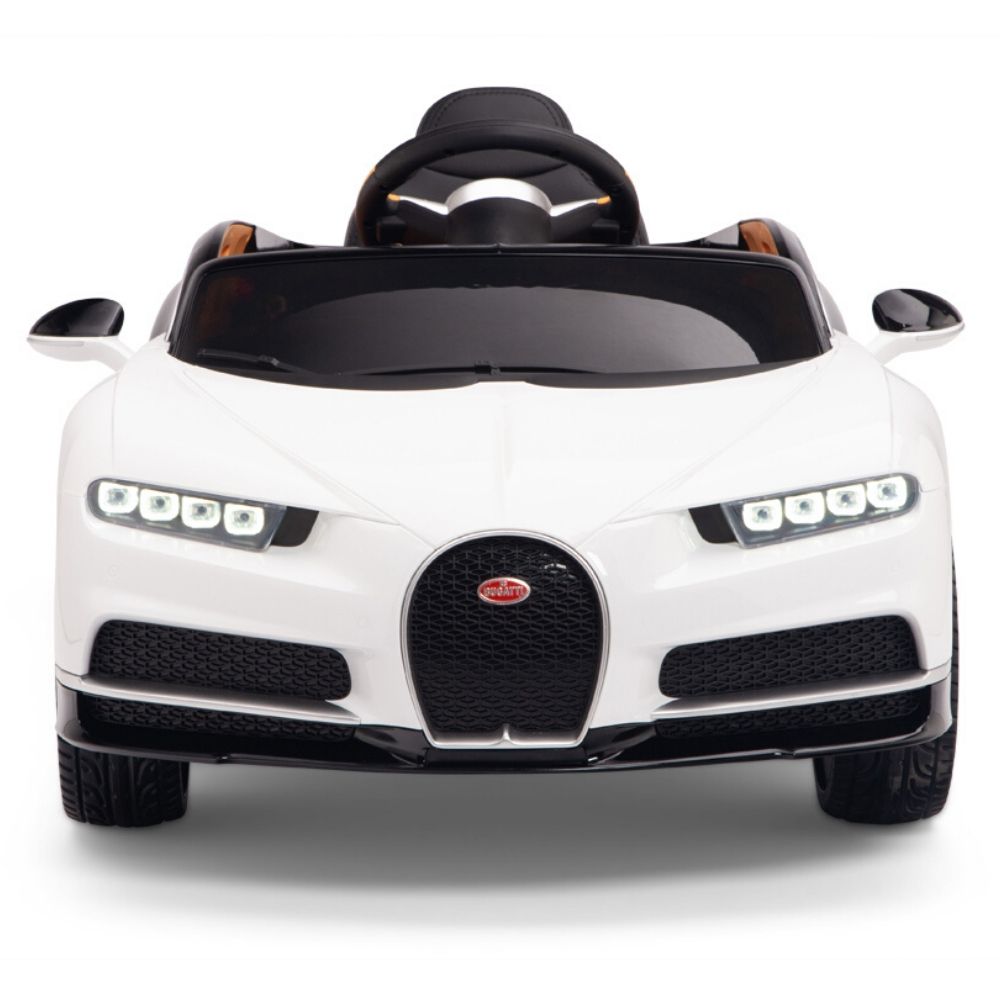 Licensed BLACK/WHITE Bugatti Ride On Car R/C Remote Leather Seat Real EVA Rubber Tires (Newest Versión )