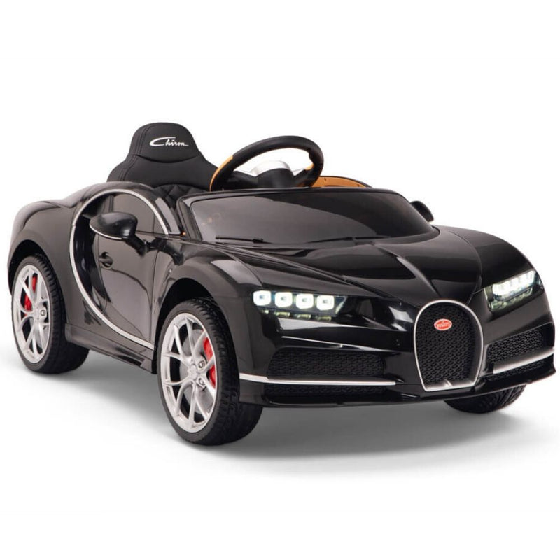 Licensed BLACK Bugatti Ride On Car R/C Remote Leather Seat Real EVA Rubber Tires (Newest Versión )
