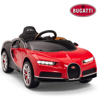 Licensed RED-BLACK Bugatti Ride On Car R/C Remote Leather Seat Real EVA Rubber Tires (Newest Versión )